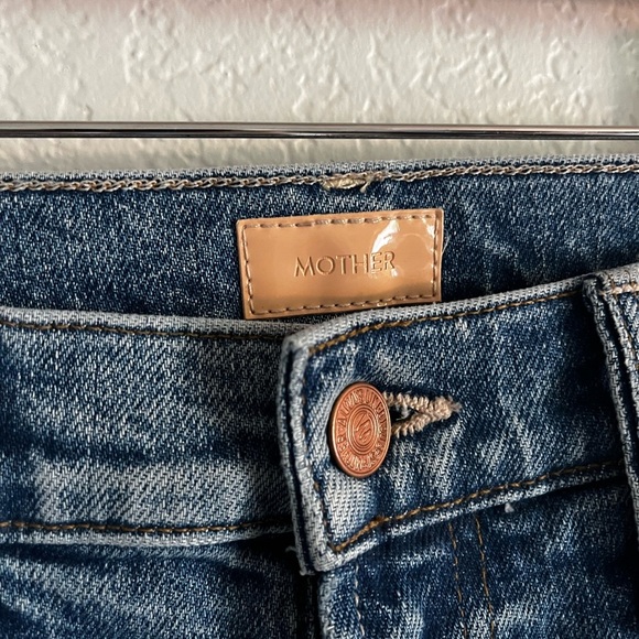 MOTHER High Waisted Rider Skimp Straight Leg Jeans Bloom and Doom Blue 27 - Picture 5 of 10